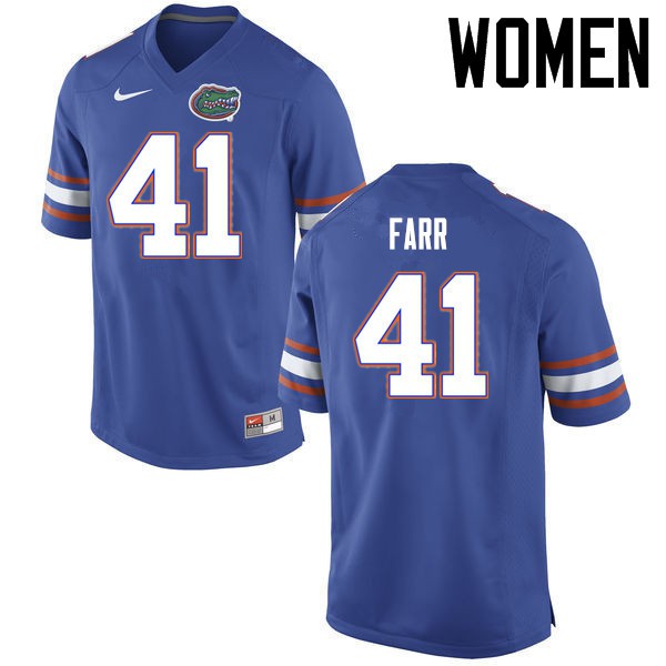 Florida Gators Women #41 Ryan Farr College Football Jerseys Blue